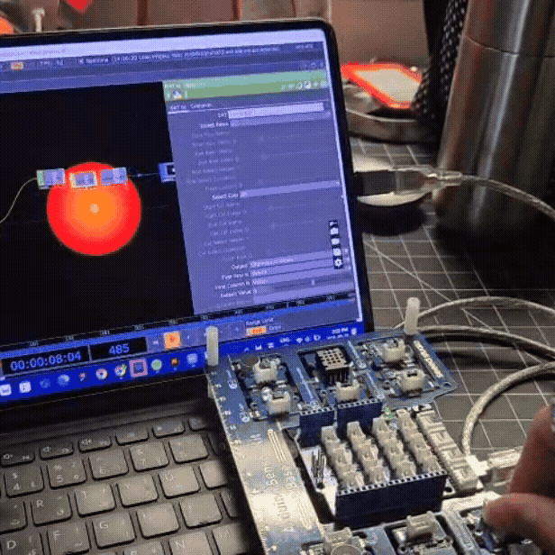Showing how turning the dial on the Arduino changes the circle shape in real time.